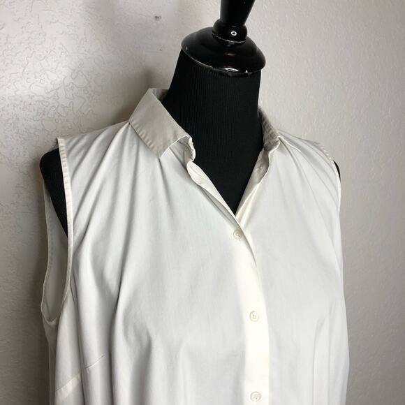 Lafayette 148 white sleeveless button down top size Medium - Picture 2 of 16